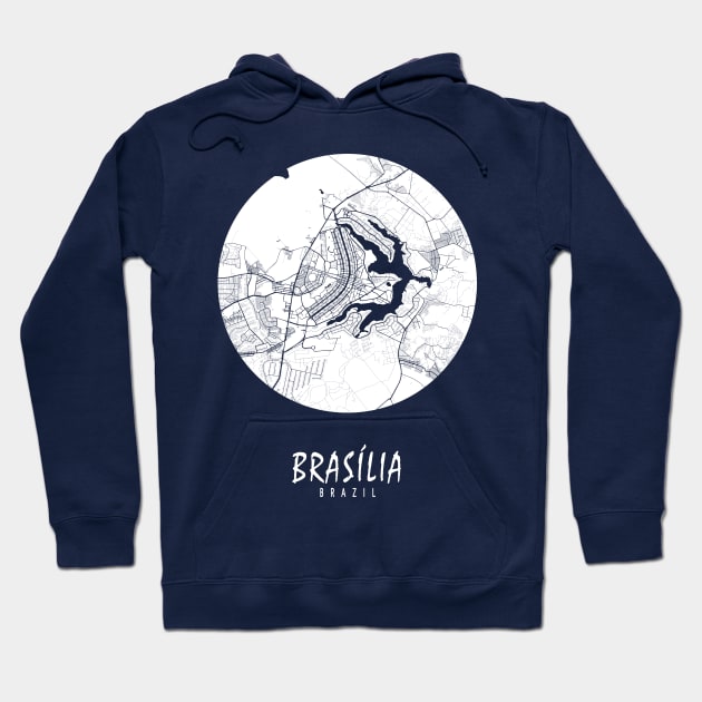 Brasilia, Brazil City Map - Full Moon Hoodie by deMAP Studio